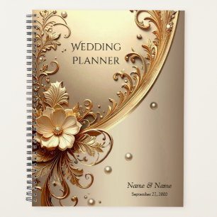Planificateur floral orné doré