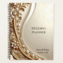 Planificateur floral orné élégant en or