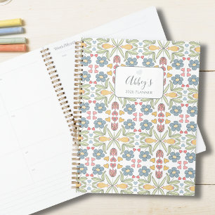 Planificateur floral pastel et à cœurs pour adoles