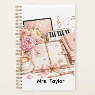 Planificateur floral piano café Cozy modifiable