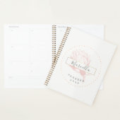 Planificateur floral rose monogramme moderne (Devant avec enveloppe)