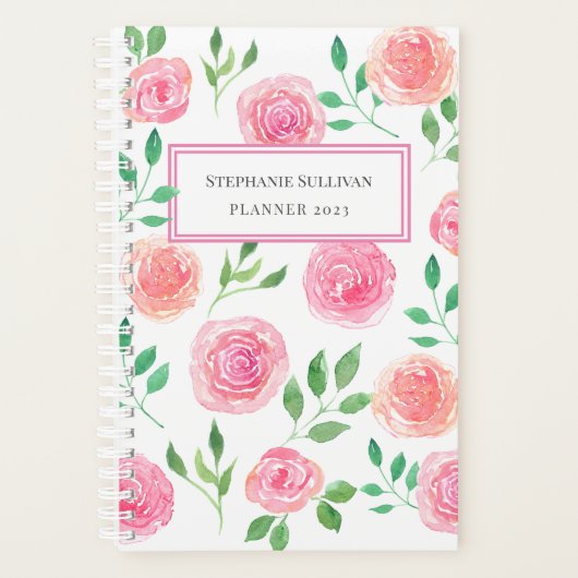 Planificateur floral rose personnalisé (Devant)