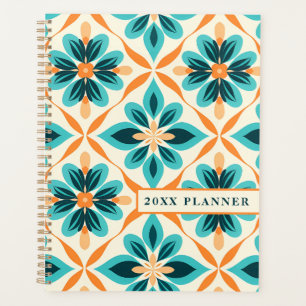 Planificateur floral turquoise et Tangerine du mil