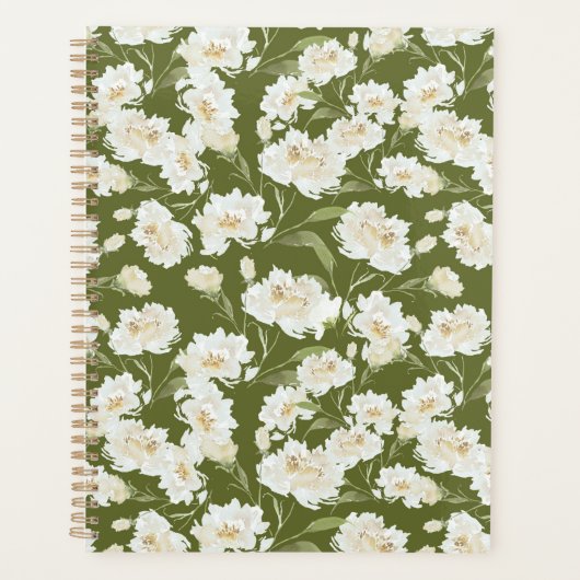 Planificateur floral vert olive (Devant)