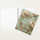 Planificateur floral vert rose Cahier Journal (Devant avec enveloppe)