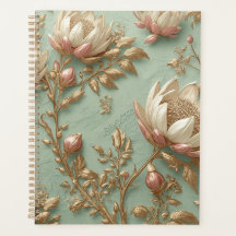 Planificateur floral vert rose Cahier Journal