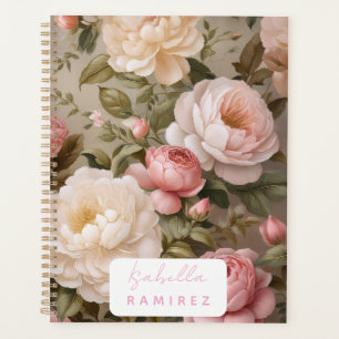 Planificateur Floral Vintage personnalisé avec nom