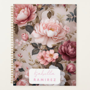 Planificateur Floral Vintage personnalisé avec nom