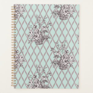 Planificateur floral vintage personnalisé en bleu