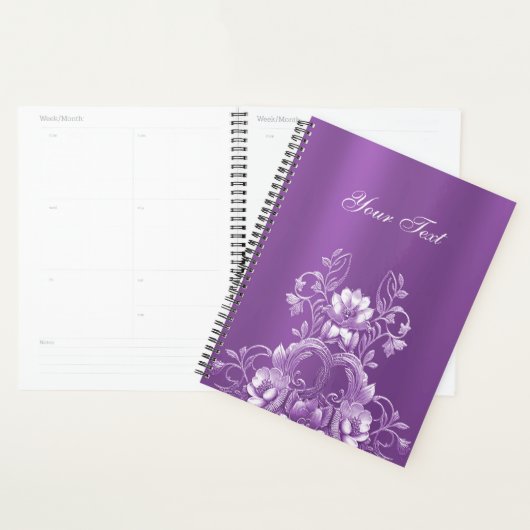 Planificateur Floral Violet (Devant avec enveloppe)