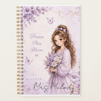 Planificateur floral violet en soie modifiable
