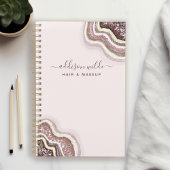Planificateur géode d'agate rose gold blush paille