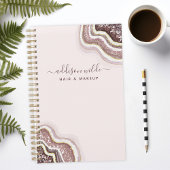 Planificateur géode d'agate rose gold blush paille