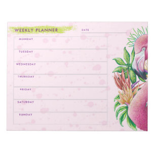 Planificateur hebdomadaire bloc-notes floral rose