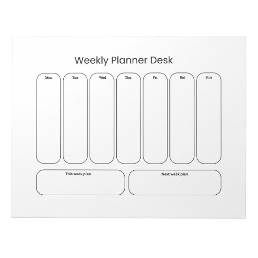 Planificateur hebdomadaire de bureau bloc-notes (Devant)