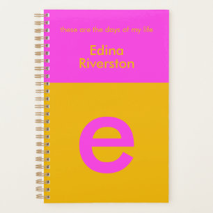 Planificateur Initial Monogramme Orange Rose Moder