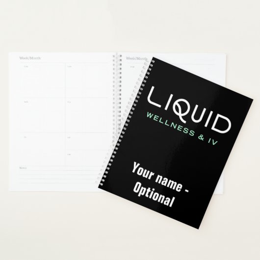 Planificateur Liquid Wellness & IV - Noir (Devant avec enveloppe)