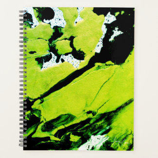Planificateur mensuel grand abstrait vert et noir