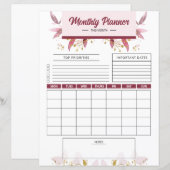 Planificateur mensuel modèle imprimable (Devant / Derrière)