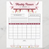 Planificateur mensuel modèle imprimable (Devant)