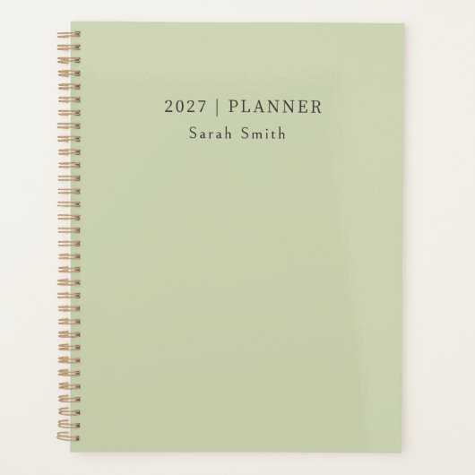 Planificateur minimal 2027 Couverture Pistache Dou (Devant)