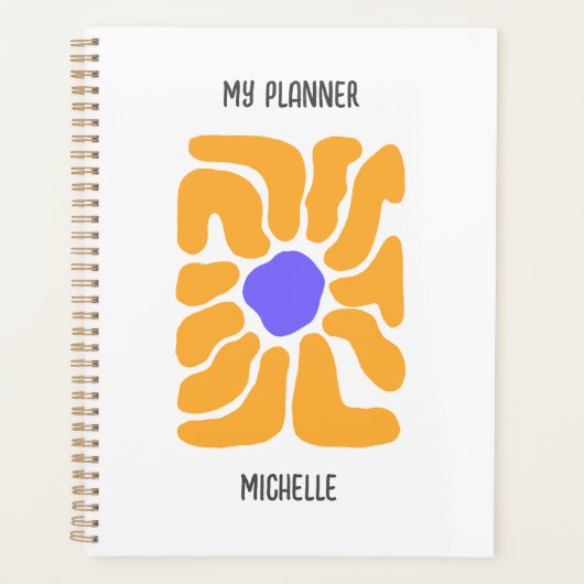 Planificateur minimaliste Abstrait de fleurs Boho (Devant)