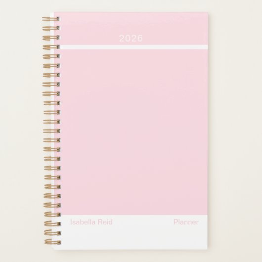 Planificateur Minimaliste Rose Pâle (Devant)