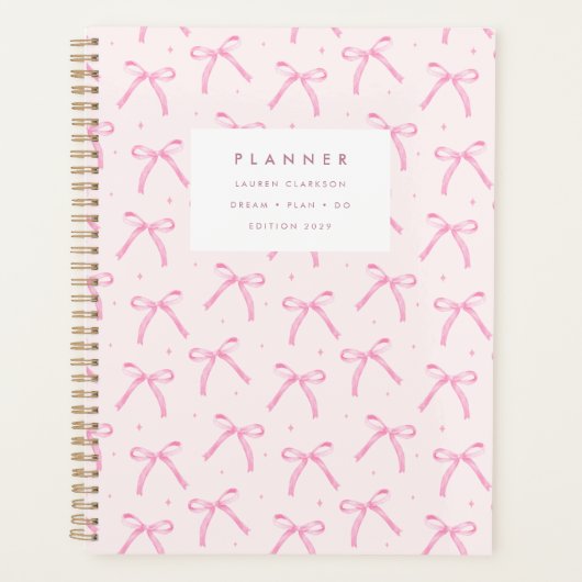 Planificateur Moderne Ruban Rose Coquette (Devant)