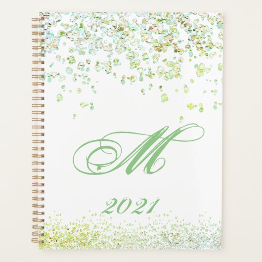 Planificateur Monogram Golden & Green Sparkles 202 (Devant)