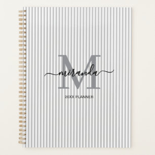 Planificateur Monogramme Gris Sophistiqué