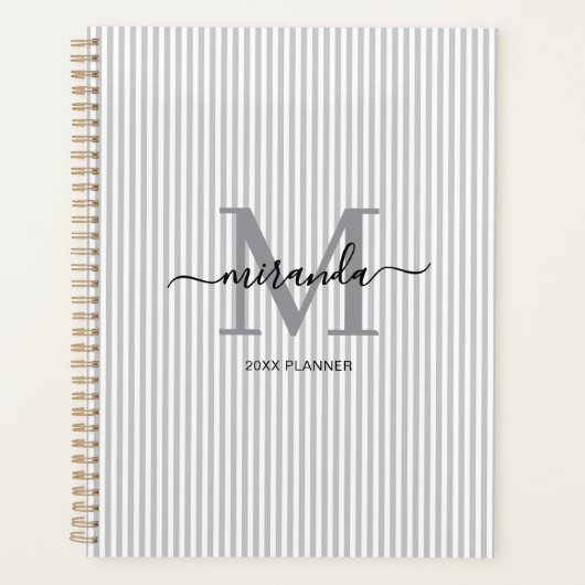 Planificateur Monogramme Gris Sophistiqué (Devant)