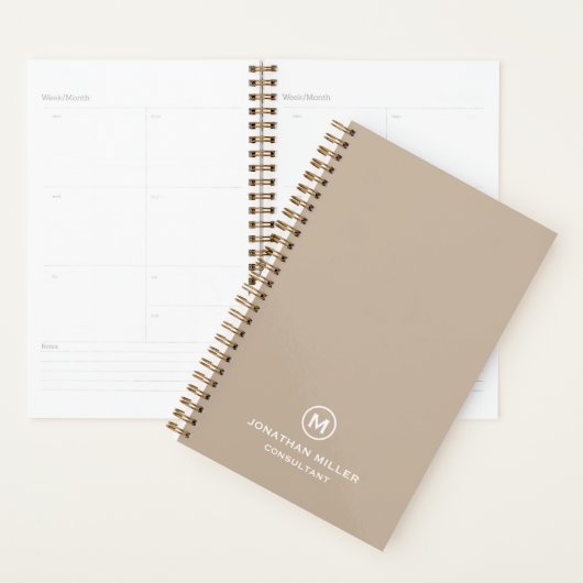 Planificateur Monogramme Moderne Minimaliste (Devant avec enveloppe)