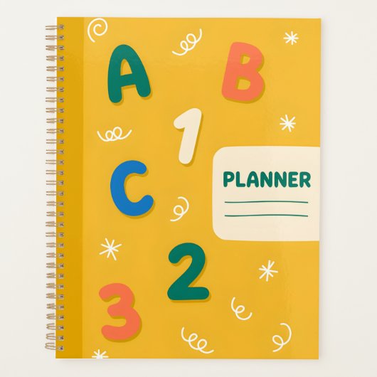 Planificateur Moutarde Jaune ABC 123 Mignon (Devant)
