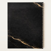 Planificateur noir doré à monogramme personnalisé (Dos)