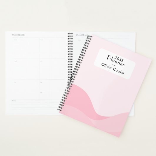 Planificateur numérique rose moderne avec nom pers (Devant avec enveloppe)