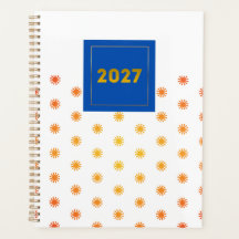 Planificateur Orange Sunburst Dot 2027 Étiquette N