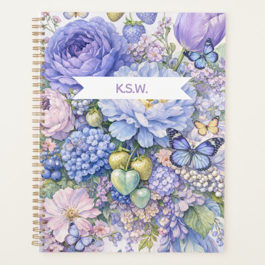 Planificateur Papillon Floral Bleu Pastel (Devant)