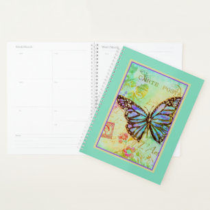 Planificateur papillon sarcelle et violet