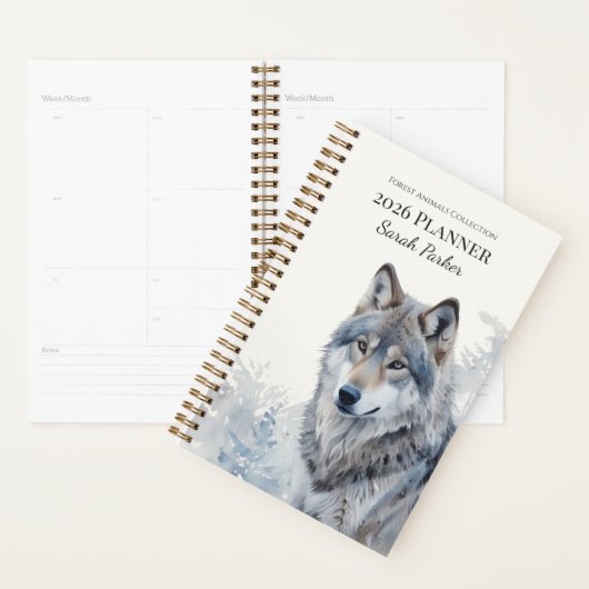 Planificateur personnalisé 2026 Animaux de la Forê (Devant avec enveloppe)