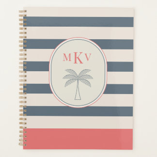 Planificateur personnalisé à rayures et monogramme