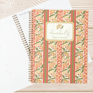 Planificateur Personnalisé à Rayures Florales Cott