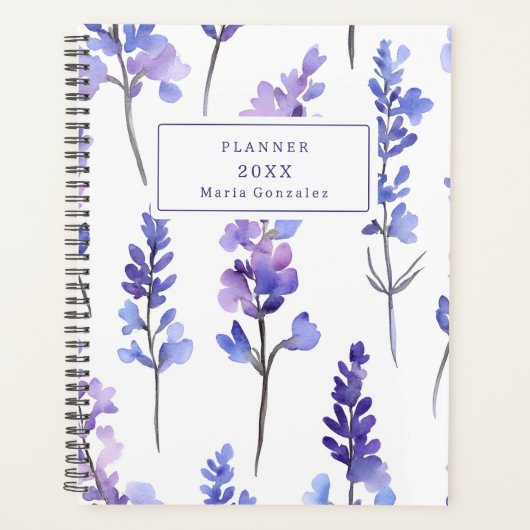 Planificateur personnalisé Élégant Fleurs de Lavan (Devant)