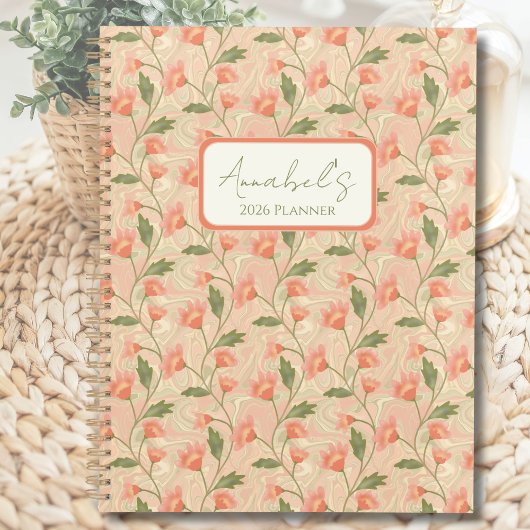 Planificateur Personnalisé Floral Aquarelle