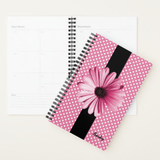 Planificateur personnalisé pois et Fleur rose
