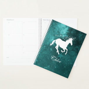 Planificateur personnalisé Unicorne turquoise