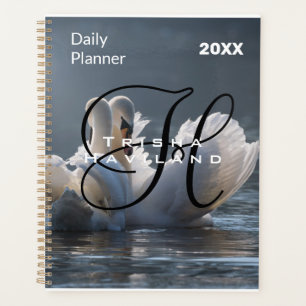 Planificateur quotidien à monogramme - Cygnes