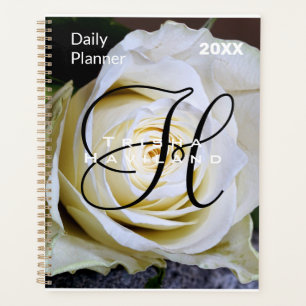 Planificateur quotidien à monogramme - Rose blanch