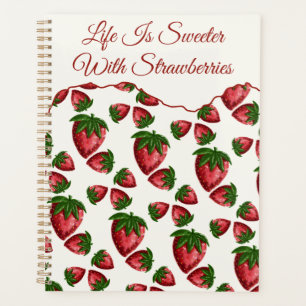 Planificateur quotidien à motif de fraise doux com