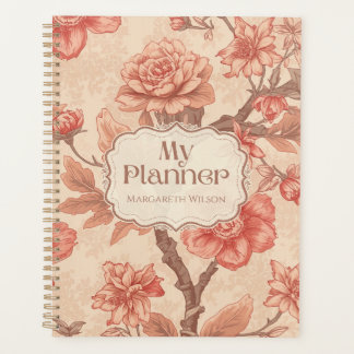 Planificateur quotidien à motifs de fleurs de pêch