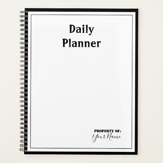 Planificateur quotidien avec couverture couleur N' (Devant)